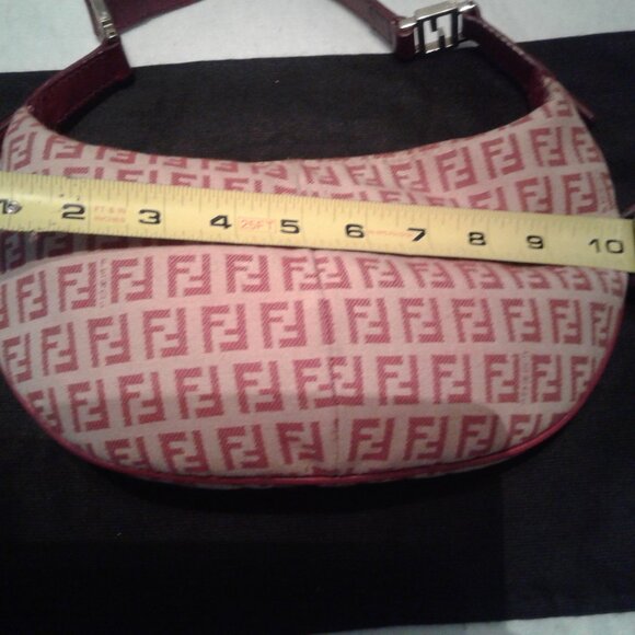 Fendi Red FF Monogram Small Hobo Handbag - Picture 7 of 15